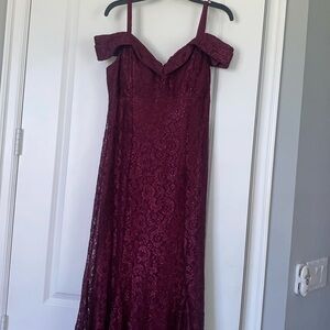 R and M Richard woman’s gown, burgundy lace dress.